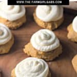 These Bakery Style Soft Pumpkin Cookies are soft and mildly sweet with just the right amount of pumpkin spice. The cream cheese icing is the perfect topping make this pumpkin cookie recipe a perfect fall treat. #pumpkincookies #pumpkinrecipe #falldessert #cookierecipe