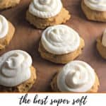 These Bakery Style Soft Pumpkin Cookies are soft and mildly sweet with just the right amount of pumpkin spice. The cream cheese icing is the perfect topping make this pumpkin cookie recipe a perfect fall treat. #pumpkincookies #pumpkinrecipe #falldessert #cookierecipe