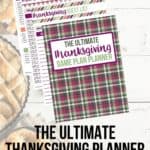 Make your Thanksgiving holiday stress-free this year. This Thanksgiving Game Plan planner is a 40-page collection of helpful printables and Thanksgiving recipes that will keep you organized and allow you to spend more time with family and guests. This printable planner is everything you need to plan out your menu, grocery list, cleaning schedule, chores, and even plan for Black Friday and Cyber Monday shopping! #thanksgivingplanner #Thanksgivingrecipe #planner #thanksgivingdinner #mealplanning