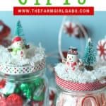 Spread some sweet cheer to friends and family with these DIY Christmas Mason Jar Gifts. Fill these treat jars with Christmas candy or a favorite snack. Mason jar gifts are easy to make and fun to give. #masonjarcraft #christmasgift #christmasmasonjargift