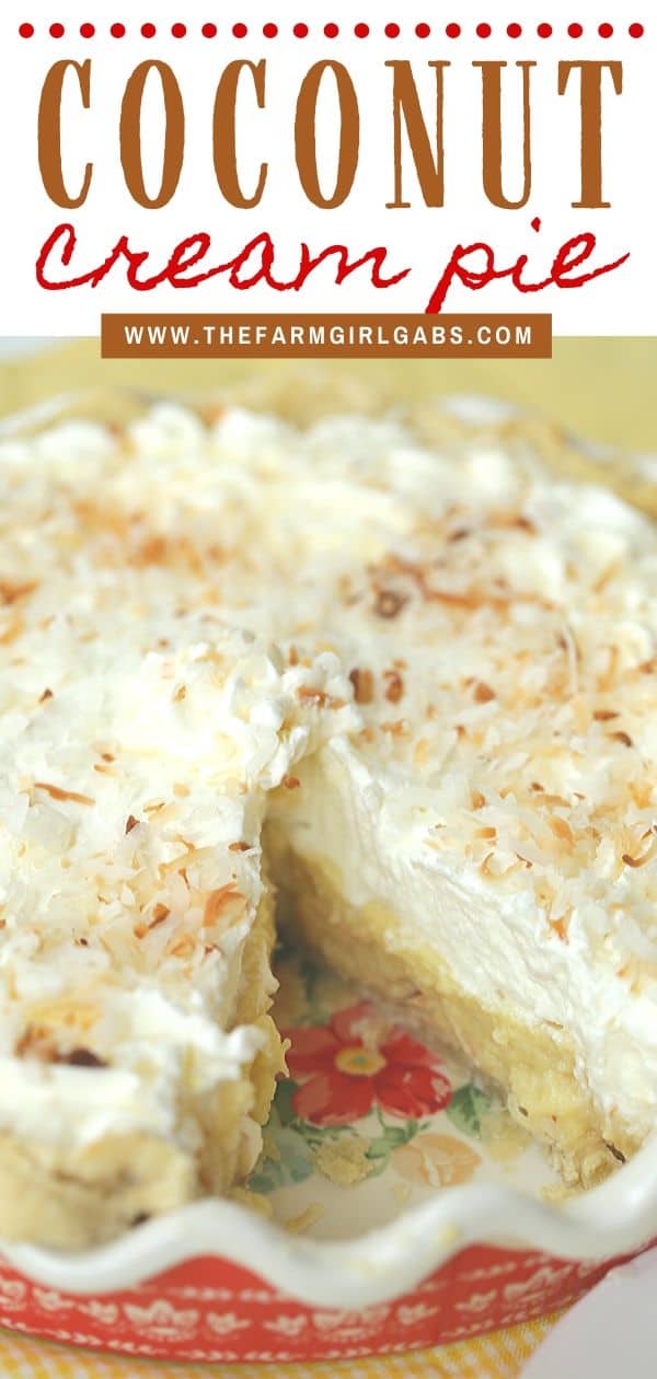 You can't go wrong with a slice of this luscious Coconut Cream Pie. This Best Coconut Custard pie recipe has a creamy coconut custard filling and topped with sweet whipped cream. All of this is nestled into a buttery, flaky pie crust. This easy pie recipe is perfect to serve all year long. #coconutcustardpie #pierecipe #easypierecipe #nobakedessert
