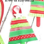 These Ribbon Tree Ornaments are a fun Christmas craft to make. Use any colorful ribbon to make these easy ornaments for your Christmas tree. This is a fun Christmas craft for kids too. #ornaments #ChristmasTree #ChristmasCraft
