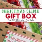 Kids will love receiving this easy Christmas Slime In A Box Gift Idea. This fun DIY Christmas gift takes minutes to put together.