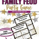 Ring in the New Year with this fun New Year's Family Feud Game you can play at home. See which family member can guess the best answer. The Free New Year Printable is a fun New Year's Eve Party Game the whole family can play. Download this fun family game and have fun ringing in the New Year.