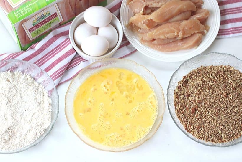 This baked Pecan Crusted Chicken recipe has a whole lot of flavor and a delicious pecan crunch. Enjoy these chicken tenders as is, with dipping sauce or on top of a salad.