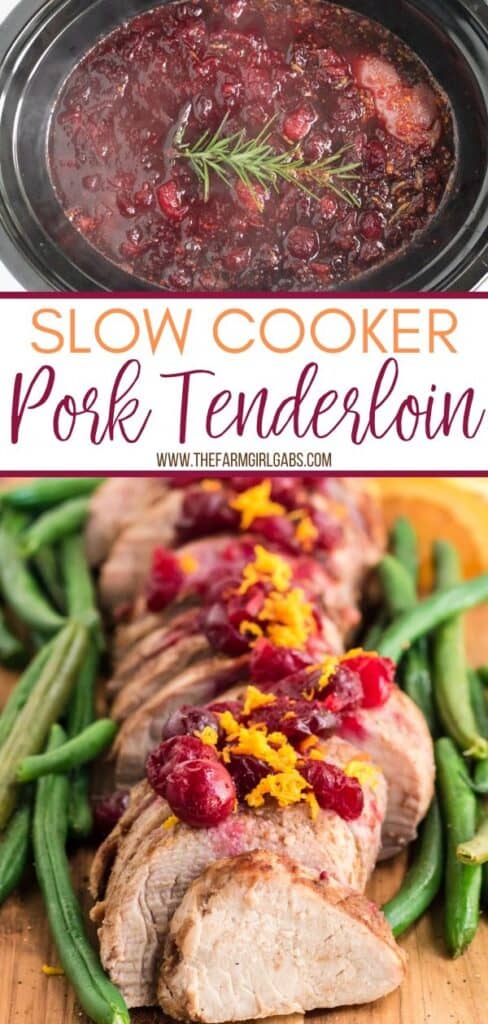 This Slow Cooker Pork Tenderloin With Cranberries & Orange is a delicious fix it and forget it holiday Crock Pot recipe.