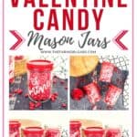 Share some sweetness this Valentine's Day. These Cricut Valentine Candy Mason Jars are a great gift idea for teachers, family and friends. This is an easy Valentine Craft idea to make with your Cricut Machine. This Cricut craft project is a perfect way to celebrate Valentine's Day. #cricutcraft #masonjars #valentinesday #valentinecraft