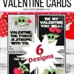 These Free Printable Mandalorian Baby Yoda Valentines are out of this world. If you are a fan of "The Child" or Baby Yoda from the Disney Plus Series The Mandalorian, then this is the perfect Valentine's Day Craft to share. Download and share with friends this Valentine's Day. I have spoken. #babyyoda #valentines #starwarscraft #freeprintablevalentines #kidscraft #disneyplus #Disney+ #themandalorian