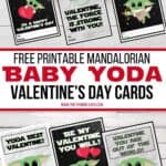These Free Printable Mandalorian Baby Yoda Valentines are out of this world. If you are a fan of "The Child" or Baby Yoda from the Disney Plus Series The Mandalorian, then this is the perfect Valentine's Day Craft to share. Download and share with friends this Valentine's Day. I have spoken. #babyyoda #valentines #starwarscraft #freeprintablevalentines #kidscraft #disneyplus #Disney+ #themandalorian