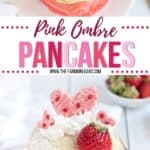These Pink Ombre Pancakes are the perfect homemade Valentine's Day Pancake Recipe. Your family will love these light and fluffy pancakes. Share some love and make easy pancake recipe can be served all year long. #valentinesdaypancakes #ombrepancakes