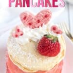 These Pink Ombre Pancakes are the perfect homemade Valentine's Day Pancake Recipe. Your family will love these light and fluffy pancakes. Share some love and make easy pancake recipe can be served all year long. #valentinesdaypancakes #ombrepancakes