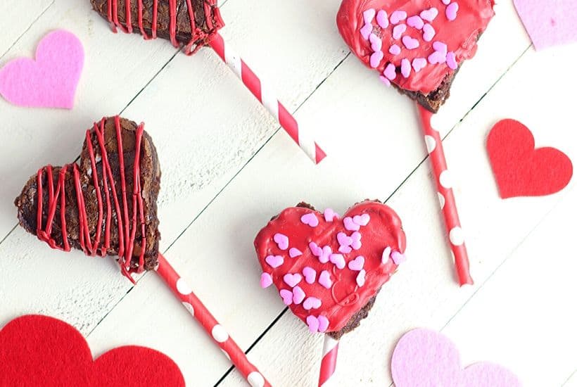 These heart-shaped Valentine Brownie Pops are an easy holiday treat. They are an easy dessert to make for Valentine's Day or all year long.