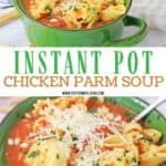Warm yourself up with a bowl of this Instant Pot Chicken Parmesan Soup. This easy instant pot soup is a delicious comfort food recipe.