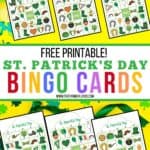 These free printable St. Patrick's Day Bingo cards are fun for kids to play at home or classroom parties. Download these bingo cards today for some St. Patrick's Day fun! #stpatricksdaycraft #stpatricksdaygame #freeprintable