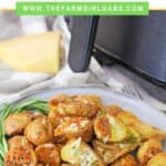 Lighten up your side dish routine with this easy Air Fryer Parmesan Rosemary Potatoes. This is a delicious weeknight or holiday side dish. We all love potato recipes and this potato recipe is quick and easy. This air fryer recipe is a healthier version of the classic roasted potatoes. Your family will love this healthy air fryer potato recipe. #potatorecipe #airfryerrecipe #airfryer #healthyrecipe
