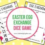 Hop into the Easter holiday with this fun Easter Egg Exchange Dice Game that kids can play. Download and print a copy of these Easter cards. This is a fun game for the kids to play after an Easter egg hunt. This game will let them trade or keep the eggs they found. If they didn't go on an egg hunt, you can provide some filled eggs for them to play with. #eastergame #eastercraft #kidsgame
