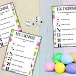 Hop into the Easter holiday with this fun Easter Egg Exchange Dice Game that kids can play. Download and print a copy of these Easter cards. This is a fun game for the kids to play after an Easter egg hunt. This game will let them trade or keep the eggs they found. If they didn't go on an egg hunt, you can provide some filled eggs for them to play with. #eastergame #eastercraft #kidsgame