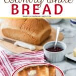 This Homemade Country White Bread makes two delicious loaves of bread. This easy bread recipe is perfect for sandwiches, toast or just a smear of butter.