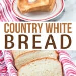 This Homemade Country White Bread makes two delicious loaves of bread. This easy bread recipe is perfect for sandwiches, toast or just a smear of butter.