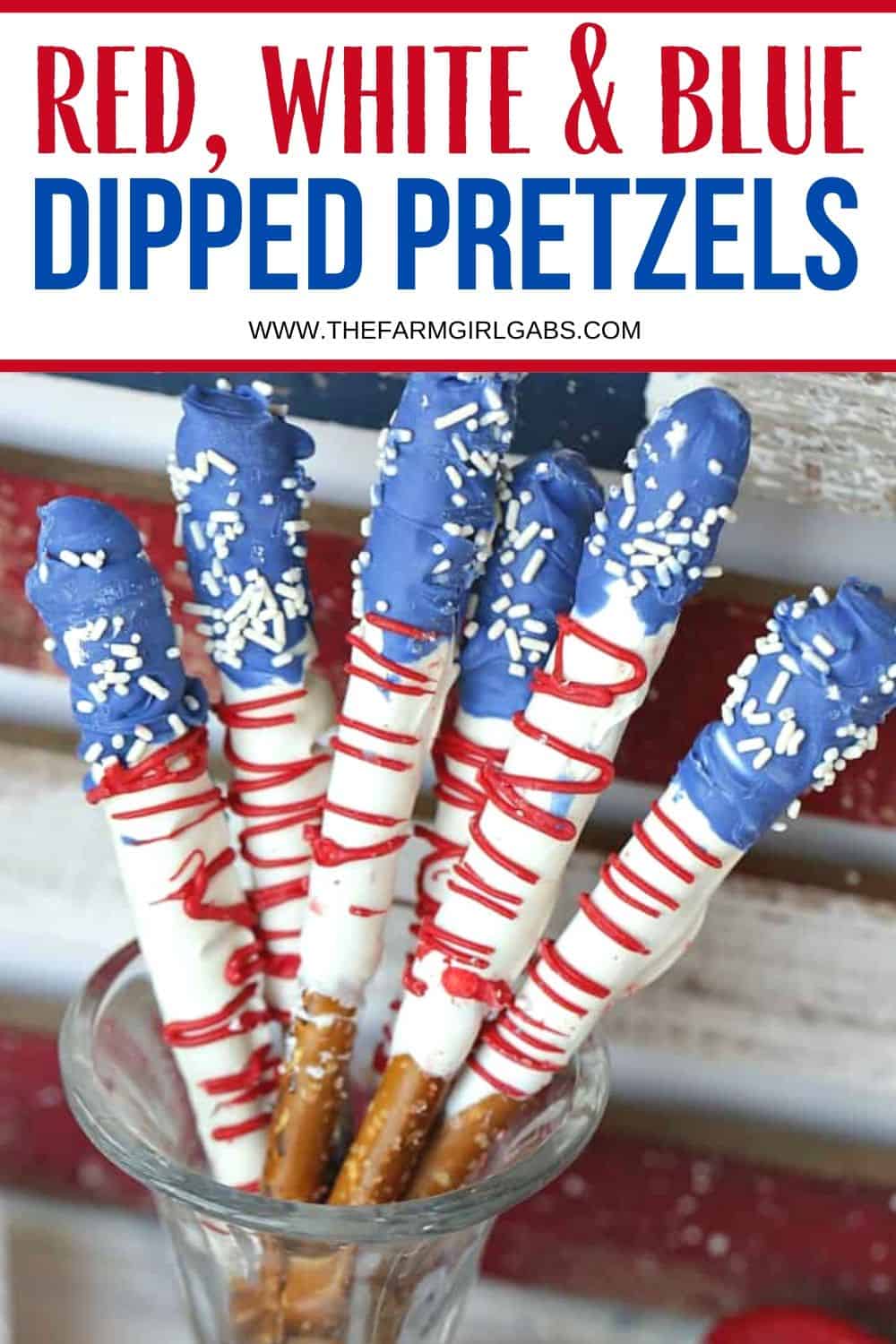How about a fun patriotic recipe everyone will enjoy? These red, white and blue Stars And Stripes Dipped Pretzels will be a hit at your next 4th of July party or patriotic celebration. This dipped pretzel recipe is easy to make and is perfect to serve at a party.