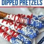 How about a fun patriotic recipe everyone will enjoy? These red, white and blue Stars And Stripes Dipped Pretzels will be a hit at your next patriotic celebration.