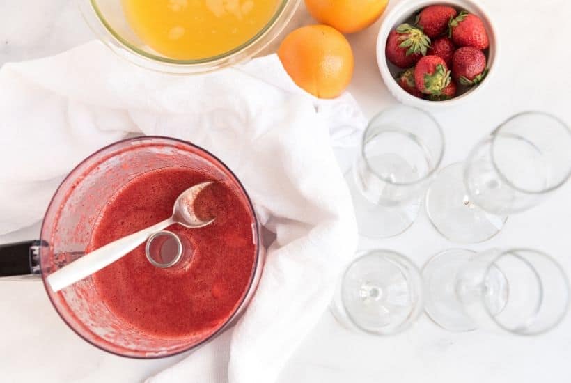 Mimosa Cocktails aren't just for brunch. These Farm Fresh Strawberry Mimosas are great to serve for any party or occasion. This easy cocktail is perfect when strawberries are at their peak.