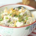 Ready to kick off barbeque season? A salad or two is essential. This easy loaded baked potato salad recipe is the delicious twist on the classic potato salad.