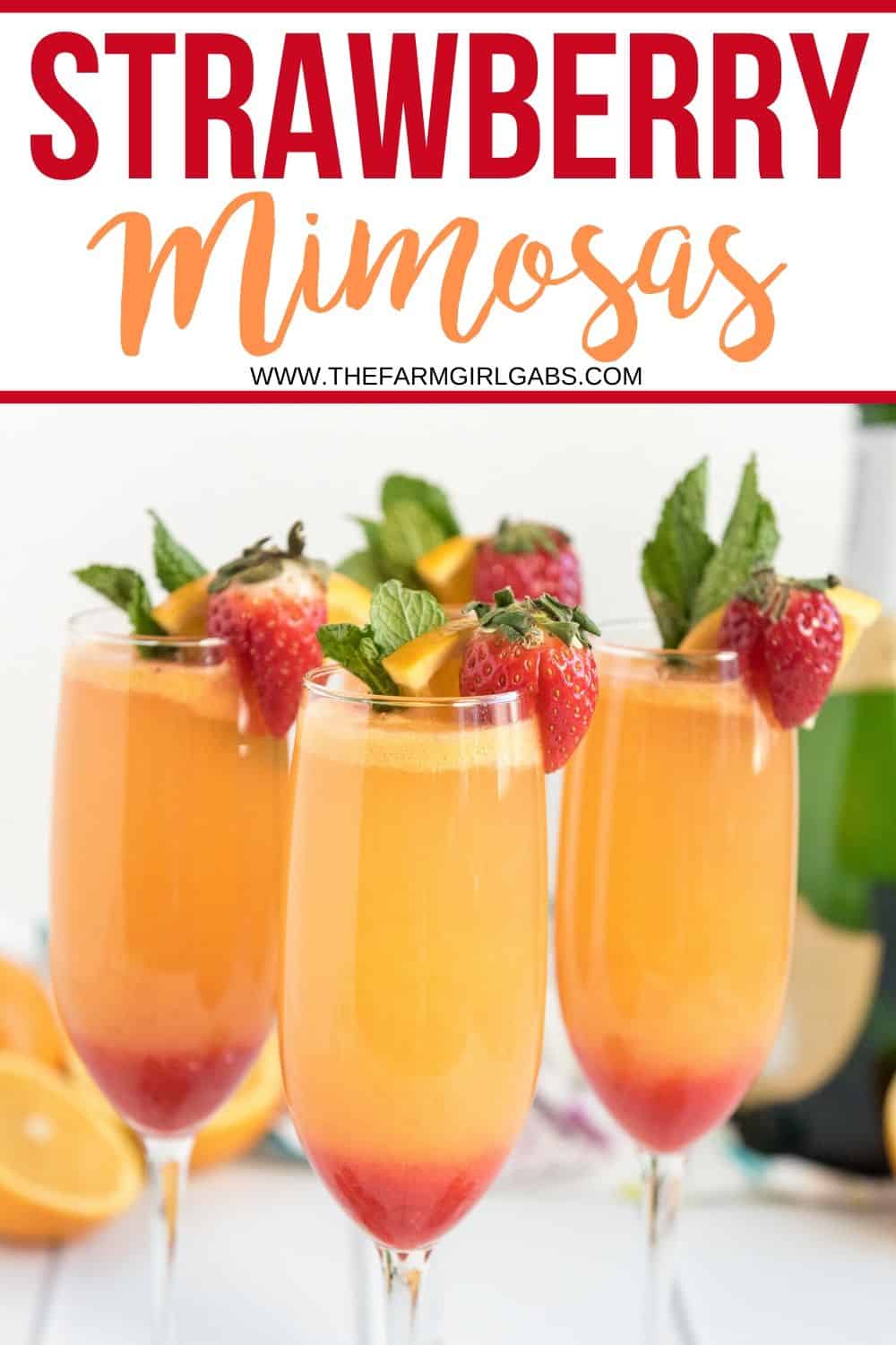 Mimosa Cocktails aren't just for brunch. These Farm Fresh Strawberry Mimosas are great to serve for any party or occasion. This easy cocktail is perfect when strawberries are at their peak.