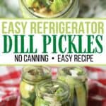 This Easy Homemade Refrigerator Dill Pickles recipe packs a lot of crunch and zesty flavor. There is no canning involved in this easy refrigerator pickle recipe. This recipe is a great way to use those cucumbers you just picked from your garden or bought at your farmers' market. These refrigerator pickles are cucumbers that are pickled in a homemade brine with garlic, dill and spices.