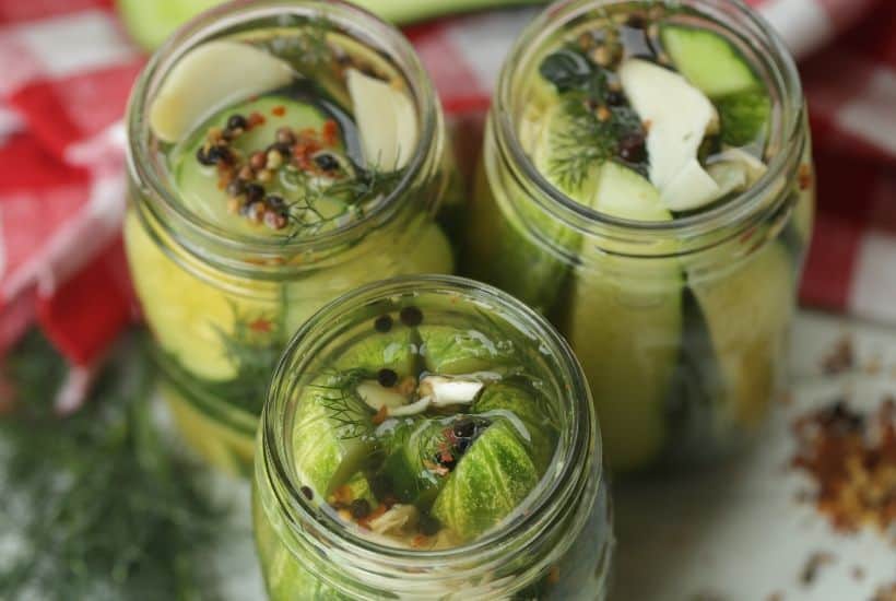 This Easy Homemade Refrigerator Dill Pickles recipe packs a lot of crunch and zesty flavor. There is no canning involved in this easy refrigerator pickle recipe. This recipe is a great way to use those cucumbers you just picked from your garden or bought at your farmers' market. These refrigerator pickles are cucumbers that are pickled in a homemade brine with garlic, dill and spices.