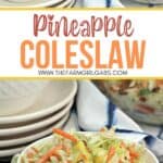 This Hawaiian Coleslaw recipe (or pineapple slaw) is zesty, crunchy and balanced with sweet pineapple flavor. This easy slaw recipe is a tasty twist on the classic coleslaw.