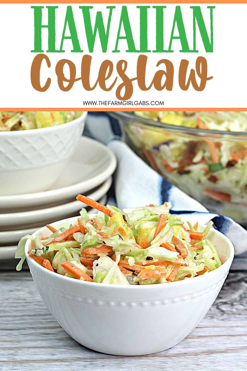 This Hawaiian Coleslaw recipe (or pineapple slaw) is zesty, crunchy and balanced with sweet pineapple flavor. This easy slaw recipe is a tasty twist on the classic coleslaw.