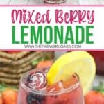 This Refreshing Mixed Berry Lemonade recipe is made with fresh summer berries and fresh-squeezed lemonade. Pull up a chair and enjoy a glass of this lemonade recipe. This summer mocktail can easily be made into a summer cocktail by adding some bourbon to the recipe for a Berry Bourbon Lemonade Cocktail. This crowd-pleasing lemonade recipe is the perfect summer drink recipe.