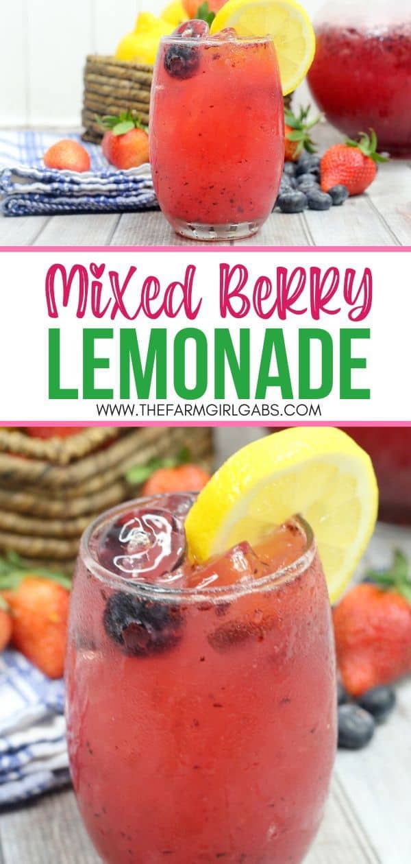This Refreshing Mixed Berry Lemonade recipe is made with fresh summer berries and fresh-squeezed lemonade. Pull up a chair and enjoy a glass of this lemonade recipe. This summer mocktail can easily be made into a summer cocktail by adding some bourbon to the recipe for a Berry Bourbon Lemonade Cocktail. This crowd-pleasing lemonade recipe is the perfect summer drink recipe.