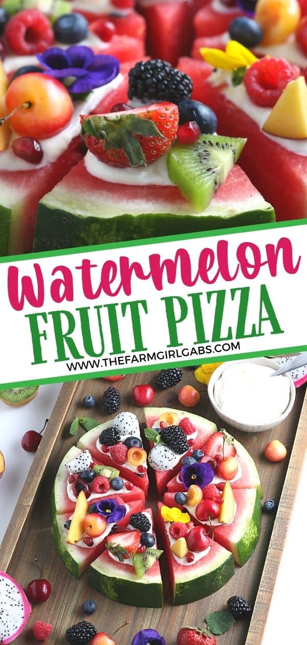 This Watermelon Pizza recipe is a refreshing dessert. No oven is needed for this sweet and delicious no-bake dessert recipe. It is the perfect summer fruit recipe. This fruit pizza recipe is great to serve at a party too.