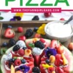 This Watermelon Pizza recipe is a refreshing dessert. No oven is needed for this sweet and delicious no-bake dessert recipe. It is the perfect summer fruit recipe. This fruit pizza recipe is great to serve at a party too.