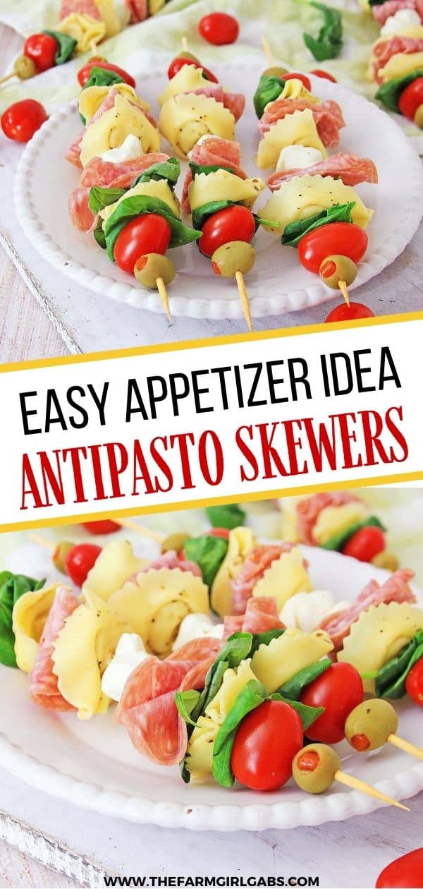 Tortellini Antipasto Skewers Appetizers - The Farm Girl Gabs®