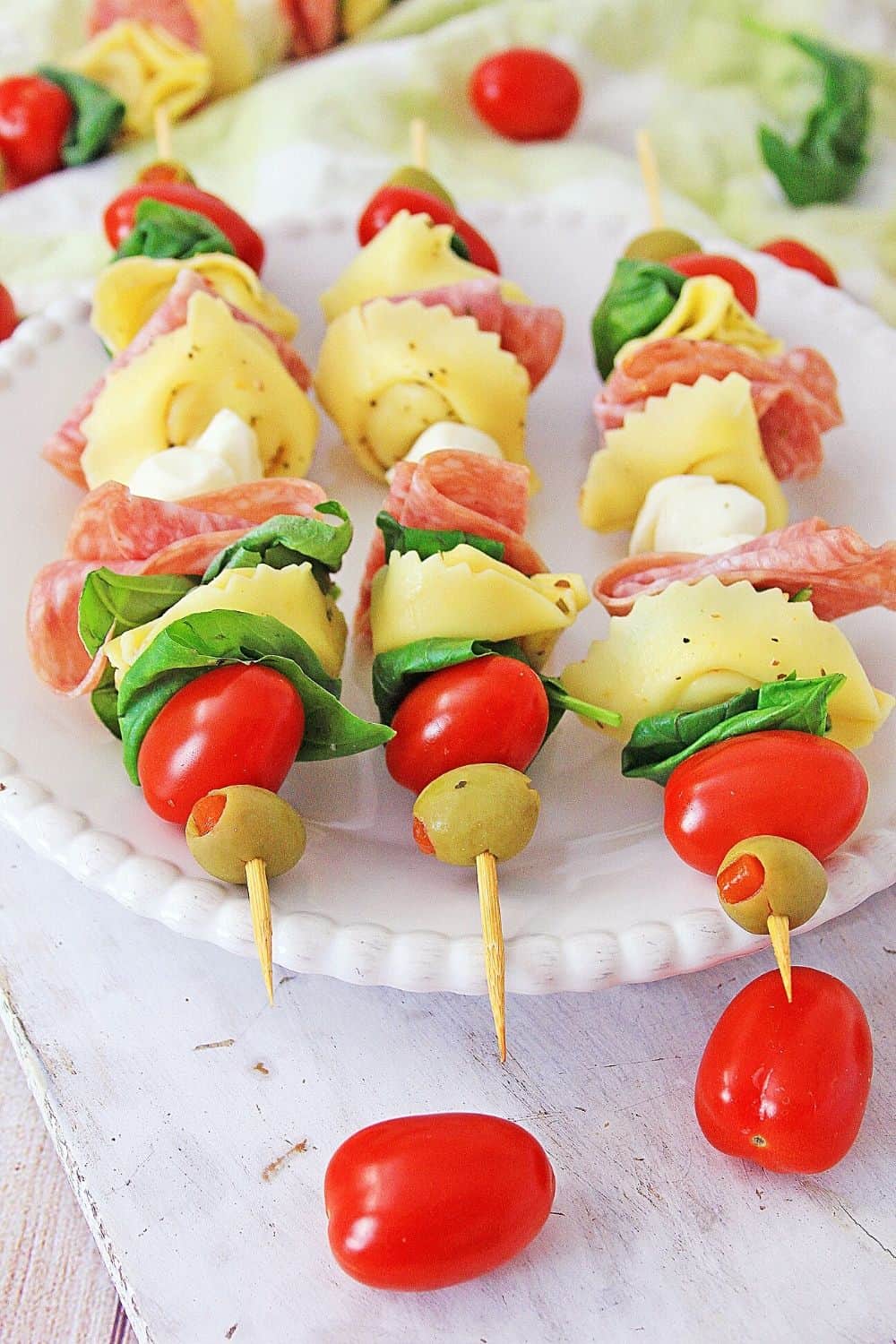 Tortellini Antipasto Skewers Appetizers - The Farm Girl Gabs®