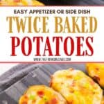These Best Twice Baked Potatoes With Bacon are a cheesy, creamy and filled with lots of bacon. This easy potato recipe is perfectly portioned and can be made in advance.