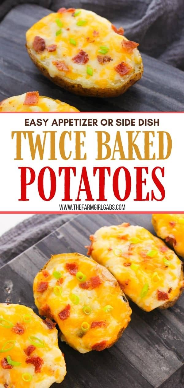 These Best Twice Baked Potatoes With Bacon are a cheesy, creamy and filled with lots of bacon. This easy potato recipe is perfectly portioned and can be made in advance.
