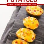 These Best Twice Baked Potatoes With Bacon are a cheesy, creamy and filled with lots of bacon. This easy potato recipe is perfectly portioned and can be made in advance.