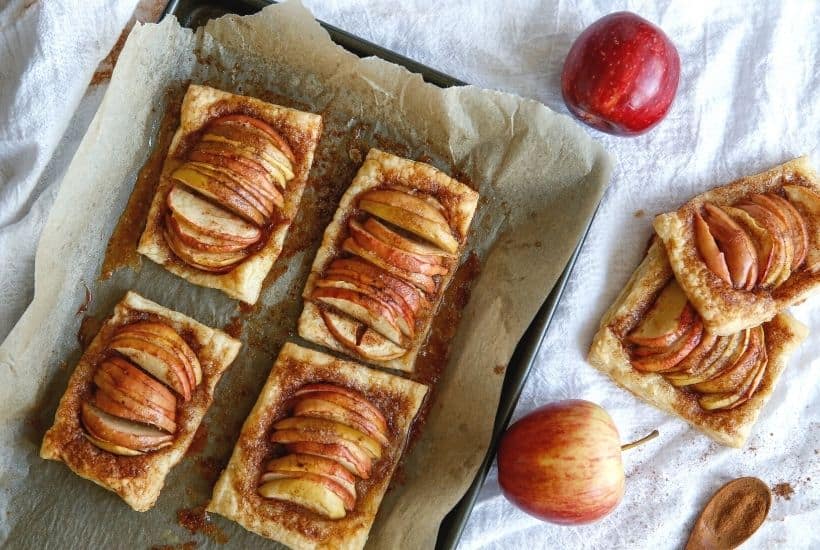 They may look fancy, but these easy puff pastry apple tarts are anything but! This easy rustic apple tarts recipe is so delicious. Fill these apple pastries with your favorite apple variety, cinnamon and sugar.