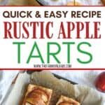 They may look fancy, but these easy puff pastry apple tarts are anything but! This easy rustic apple tarts recipe is so delicious. Fill these apple pastries with your favorite apple variety, cinnamon and sugar. This easy apple tart recipe is perfect for breakfast or a quick snack. You family will love this easy apple dessert recipe made with puff pastry.
