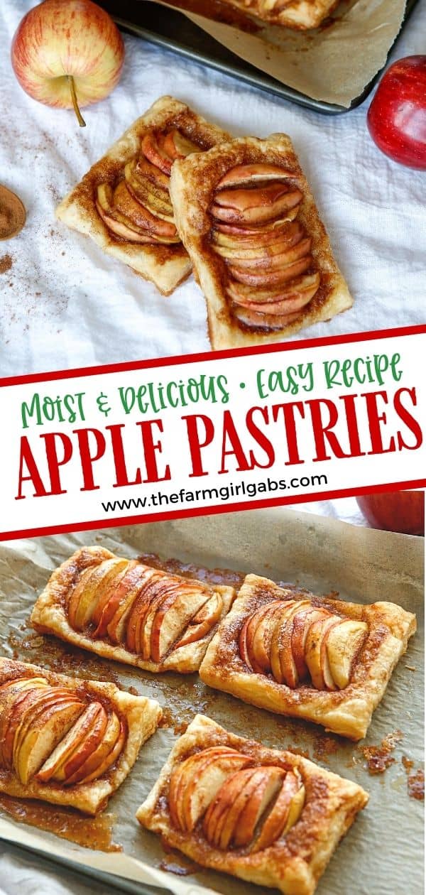 They may look fancy, but these easy puff pastry apple tarts are anything but! This easy rustic apple tarts recipe is so delicious. Fill these apple pastries with your favorite apple variety, cinnamon and sugar. This easy apple tart recipe is perfect for breakfast or a quick snack. You family will love this easy apple dessert recipe made with puff pastry.