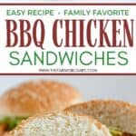 Looking for an easy weeknight meal? These Shredded BBQ Chicken Sandwiches are a delicious solution. Your family will love these barbecue chicken sandwiches. This easy sandwich recipe is great to serve at a party, football tailgate or game day celebration.