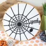 This Spider Web Halloween Hoop Art is the perfect Cricut Halloween craft to try at home while alone or with loved ones. The easy fall craft does not take long to create and will last such a long time.