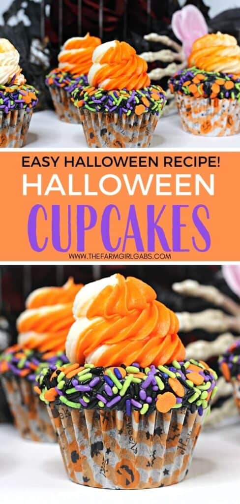 It's not Halloween without a sweet treat. These Halloween Sprinkle Cupcakes are and easy Halloween treat everyone will enjoy.