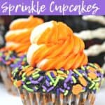 It's not Halloween without a sweet treat. These Halloween Sprinkle Cupcakes are and easy Halloween treat everyone will enjoy. This chocolate cupcake recipe is easy to make and makes the perfect Halloween recipe.