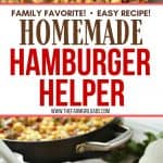 This one-pot Cheeseburger Skillet Casserole is a delicious version of Homemade Hamburger Helper we all loved as kids. It's an easy and delicious budget-friendly dinner idea. Your family will love this easy dinner recipe. Pasta and ground beef and covered in a cheesy sauce. This one-pot pasta meal is delicious.