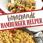 This one-pot Cheeseburger Skillet Casserole is a delicious version of Homemade Hamburger Helper we all loved as kids. It's an easy and delicious budget-friendly dinner idea. Your family will love this easy dinner recipe. Pasta and ground beef and covered in a cheesy sauce. This one-pot pasta meal is delicious.